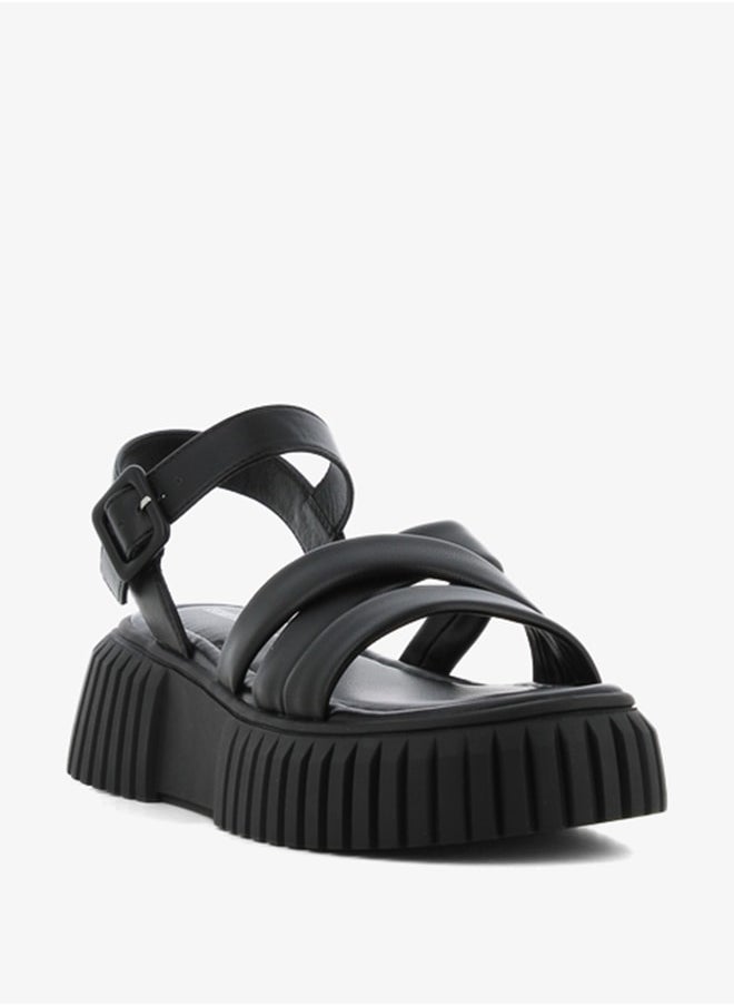 SJ - Women's Solid Open Toe Sandals with Buckle Closure - Image 1