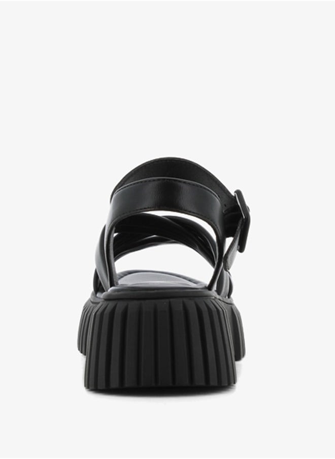 SJ - Women's Solid Open Toe Sandals with Buckle Closure - Image 1