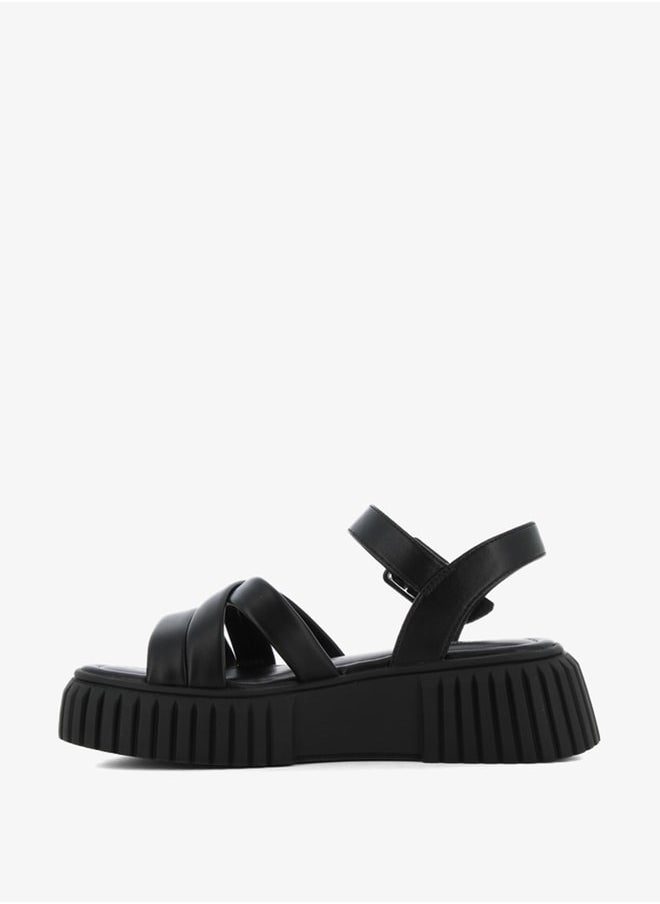 SJ - Women's Solid Open Toe Sandals with Buckle Closure - Image 1