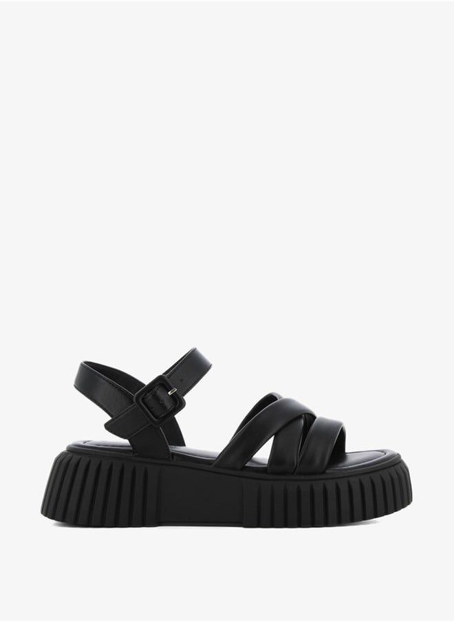 SJ - Women's Solid Open Toe Sandals with Buckle Closure - Image 1