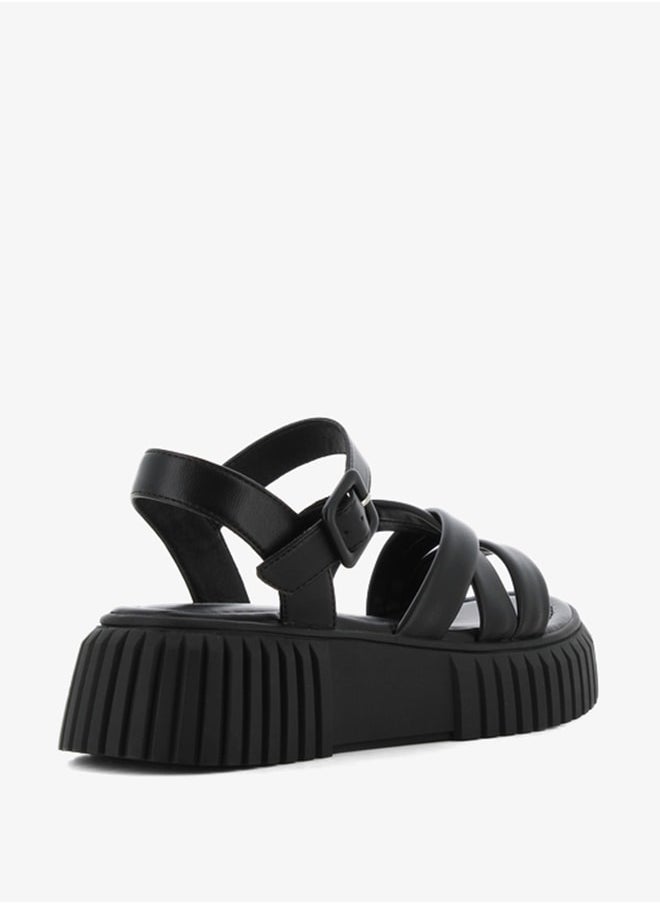 SJ - Women's Solid Open Toe Sandals with Buckle Closure - Image 1