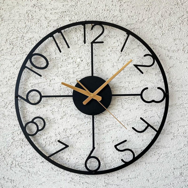 AVVIC MART Wall Clock Stylish Metal Analog Wall Clock for Living Room, Bedroom, Office, Kitchen, Home and Hall | Antique Fancy Big Size Modern Wall Watch (Black(DA-212), 40 CM) - Image 4