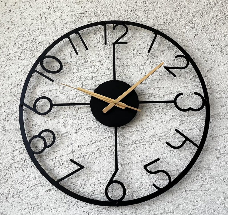 AVVIC MART Wall Clock Stylish Metal Analog Wall Clock for Living Room, Bedroom, Office, Kitchen, Home and Hall | Antique Fancy Big Size Modern Wall Watch (Black(DA-212), 40 CM) - Image 3