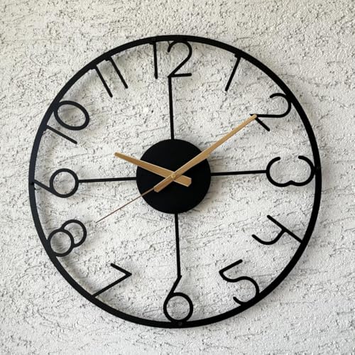AVVIC MART Wall Clock Stylish Metal Analog Wall Clock for Living Room, Bedroom, Office, Kitchen, Home and Hall | Antique Fancy Big Size Modern Wall Watch (Black(DA-212), 40 CM) - Image 2