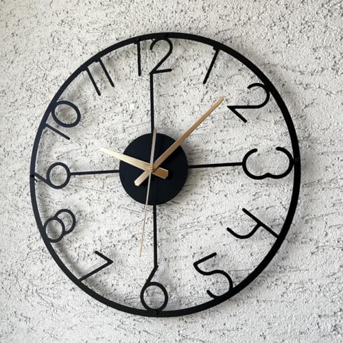 AVVIC MART Wall Clock Stylish Metal Analog Wall Clock for Living Room, Bedroom, Office, Kitchen, Home and Hall | Antique Fancy Big Size Modern Wall Watch (Black(DA-212), 40 CM) - Image 5