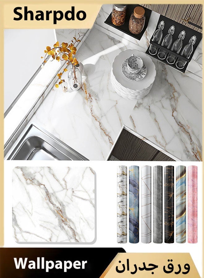 Sharpdo Marble Countertop Contact Paper, Peel and Stick, Waterproof Marble Color, Peel and Stick Wallpaper, Self Adhesive Wallpaper for Bathroom and Kitchen Countertops, Glossy (3m x 60cm)