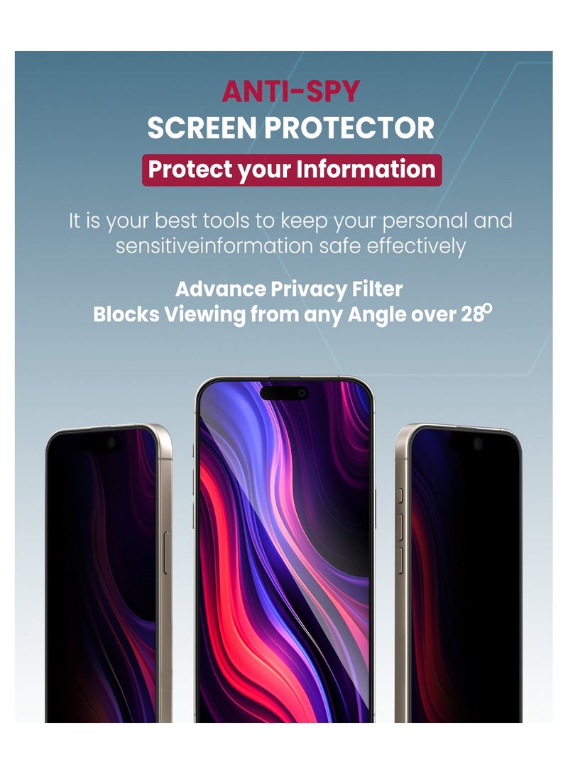 Moxedo Moxedo Ultra Shield Tempered Glass Screen Protector Privacy 9H Hardness Full Coverage Anti-Spy Protection with Auto-Align Easy Applicator for iPhone 16 Pro 6.3 inch  - Image 4