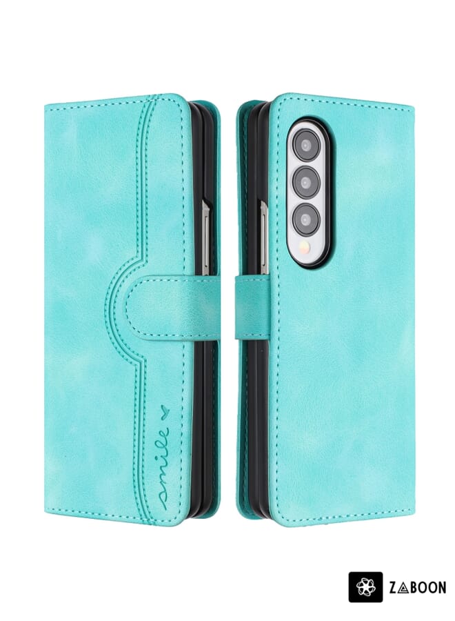 Zaboon Protective Case For Samsung Galaxy Z Fold3 5G Heart Pattern Skin Feel Leather - Image 1