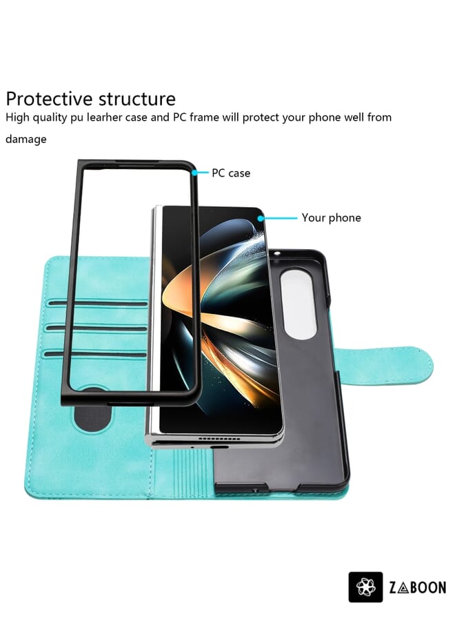 Zaboon Protective Case For Samsung Galaxy Z Fold3 5G Heart Pattern Skin Feel Leather - Image 4