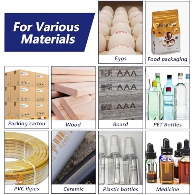 AUTOMATIC INKJET CODING MACHINE FOR PRODUCTION LINE, THERMAL INKJET PRINTER 260E WITH 7TOUCHABLE SCREEN FOR DATE/BATCH/QRCODE/BARCODE/LOGO ETC (1 NOZZLE / 0.5 IN) - Image 3