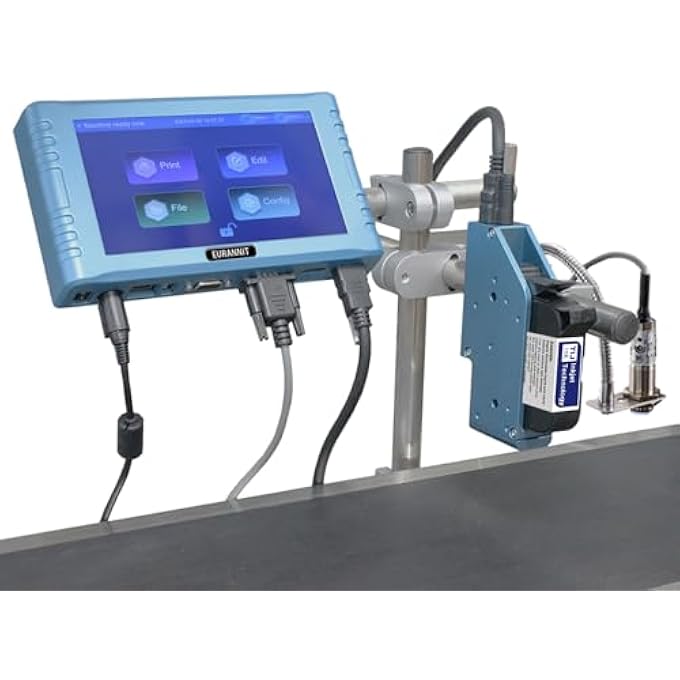 AUTOMATIC INKJET CODING MACHINE FOR PRODUCTION LINE, THERMAL INKJET PRINTER 260E WITH 7TOUCHABLE SCREEN FOR DATE/BATCH/QRCODE/BARCODE/LOGO ETC (1 NOZZLE / 0.5 IN) - Image 1