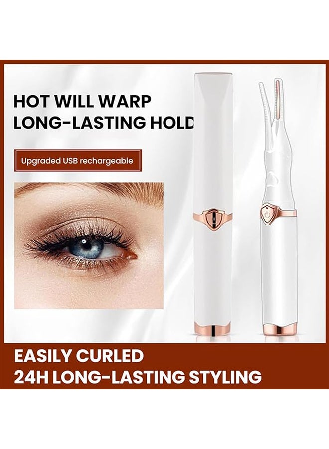 Generic Electric Heated Eyelash Curler, USB Rechargeable Finalize Heated Eyelash Curler, Mini Portable Makeup Electric Eyelash Curling, Eyelash Curler Eyelash Tool, 3 Temperature Settings - White  - Image 3