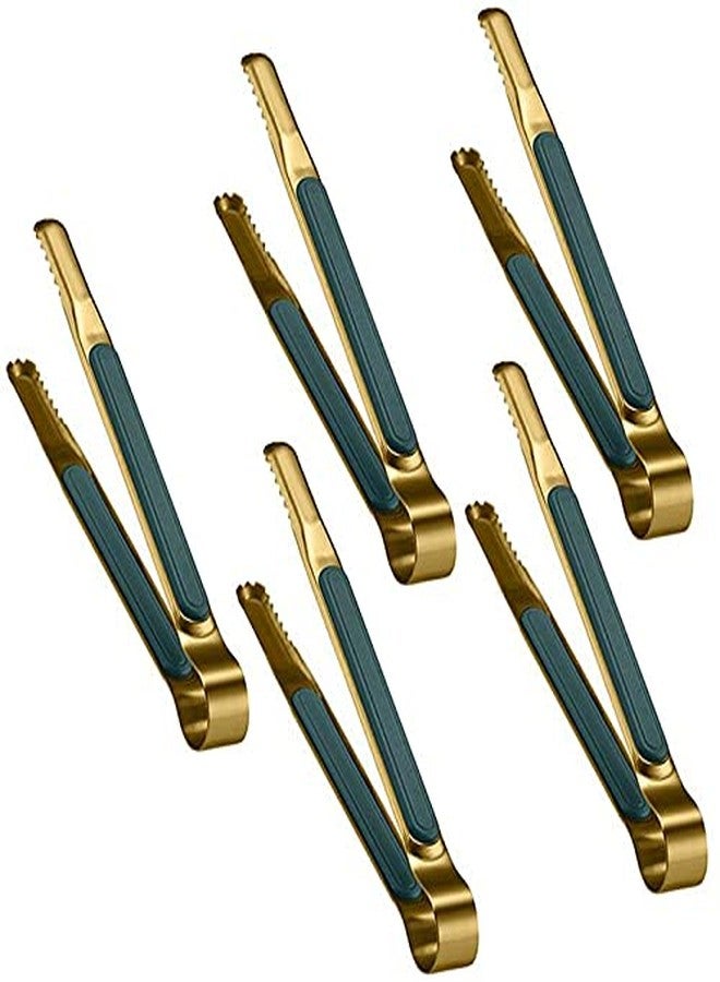 CLWXHS 5 PCs 25cm Kitchen Cooking Tongs BBQ Food Serving Ice Cube Stainless Steel Buffet Party Serrated Handle - Image 1