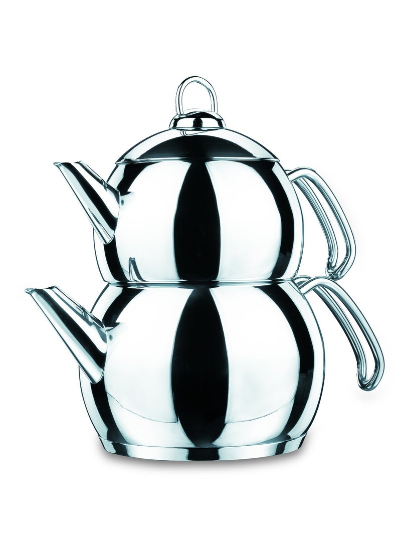 Korkmaz teapot set, Korkmaz steamer steel, 1.2 liters + 2.2 liters - Image 1