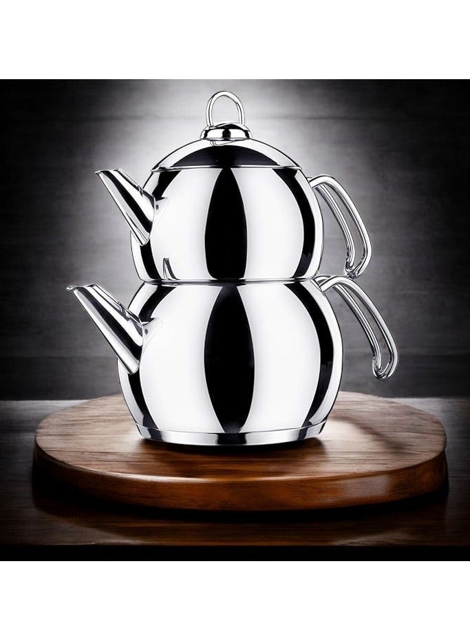 Korkmaz teapot set, Korkmaz steamer steel, 1.2 liters + 2.2 liters - Image 2