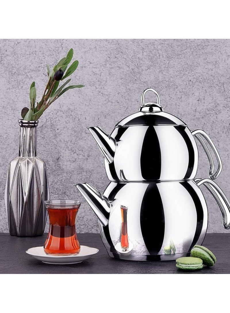 Korkmaz teapot set, Korkmaz steamer steel, 1.2 liters + 2.2 liters - Image 3