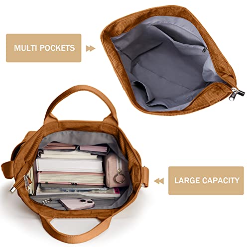 KALIDI Corduroy Tote Bag, Zipper Messenger Bag Shoulder Hobo Crossbody Bag Casual Work Colledge Shopping Women - Image 4