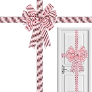 gisgfim gisgfim Red Christmas Cabinet Door Ribbon White Red Candy Bow Gate Festive Supplies Christmas Wired Ribbons Bow Holiday - Image 1