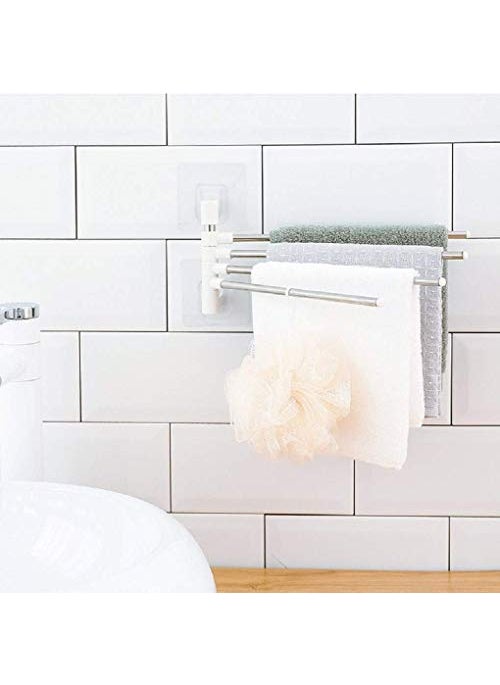 Mobhada - Mobhada 4 Bar Bathroom Holder Stainless Steel Grade Kitchen Bathroom Storage Rotating Adhesive Holder - Image 1