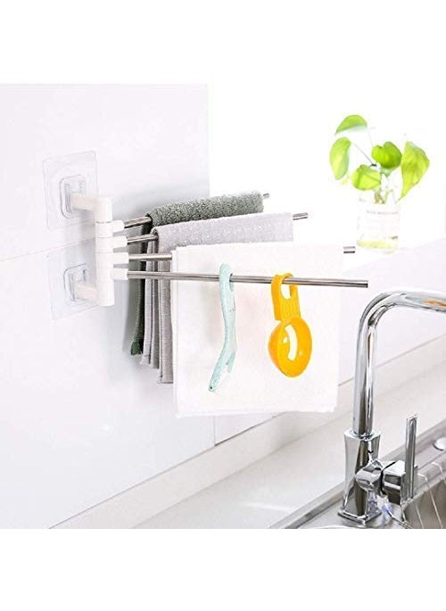 Mobhada - Mobhada 4 Bar Bathroom Holder Stainless Steel Grade Kitchen Bathroom Storage Rotating Adhesive Holder - Image 1