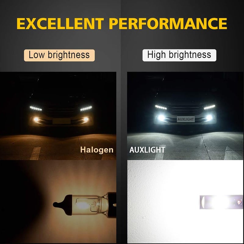 AUXLIGHT مصابيح ضباب LED AUXLIGHT 5202 5201 12085 9009 H16 (أوروبي) 6000K أبيض زينون، سطوع فائق 2800 لومن 33 شريحة SMD مصابيح تشغيل نهارية DRL بديل للسيارات والشاحنات (عبوة من 2)  - Image 3
