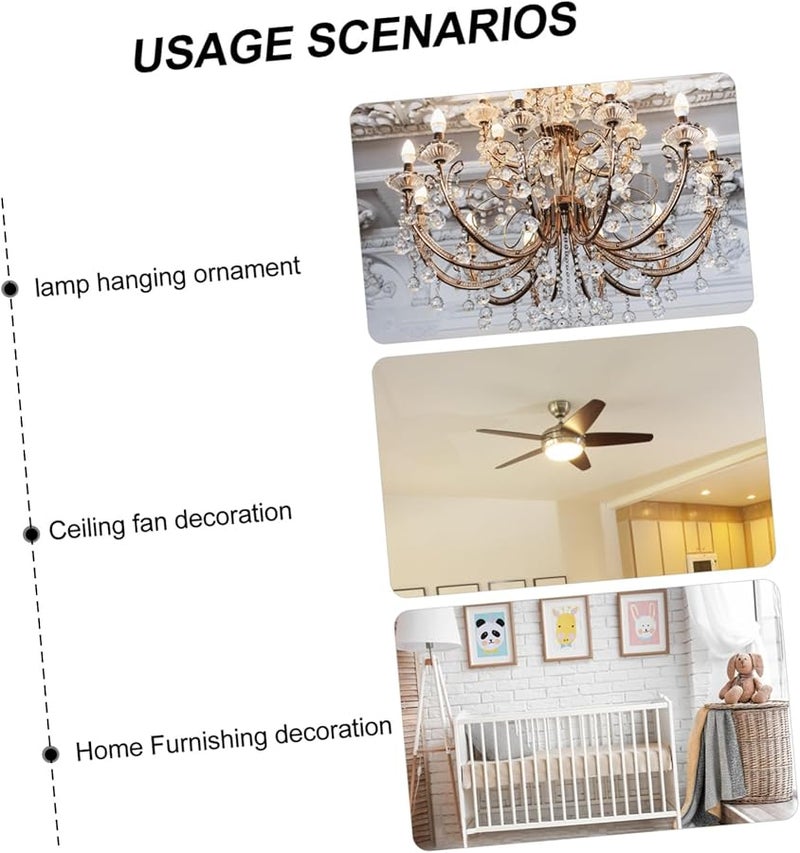 سلسلة سحب مروحة سقف معدنية كلاسيكية مع كرة كريستال وردية، مجموعة من قطعتين - Image 5