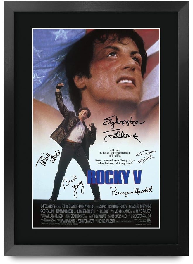HWC Trading HWC Trading Rocky 5 Sylvester Stallone 16 x 12 inch Framed Gifts Printed Poster Signed Autograph Picture for Movie Memorabilia Fans - 16" x 12" Framed  - Image 1