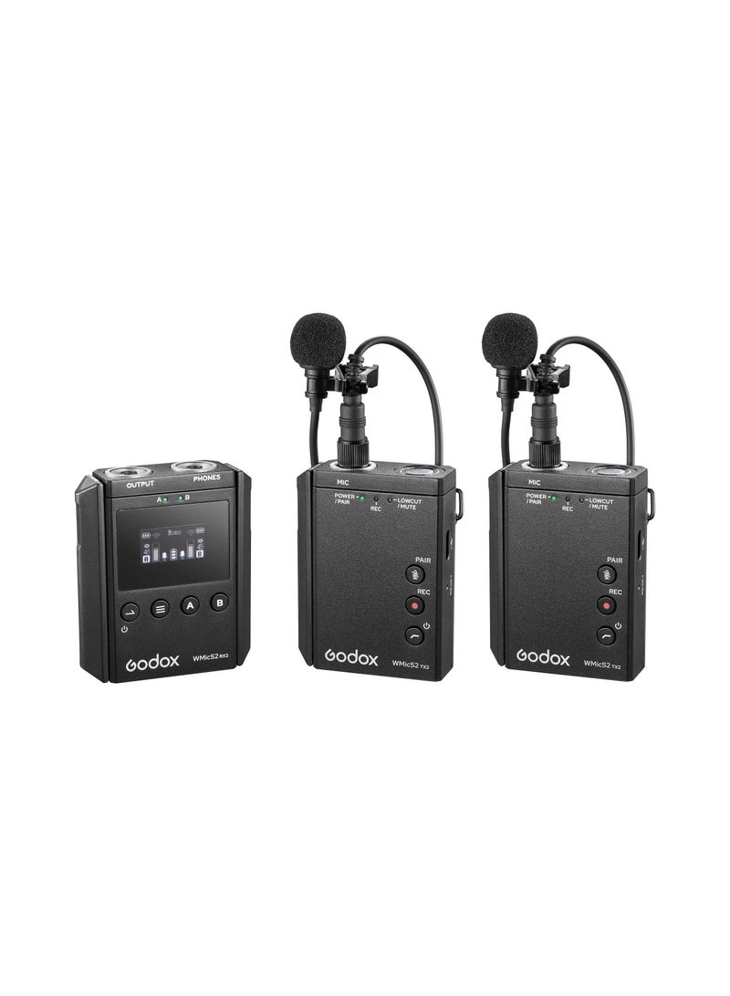 Godox WMicS2 UHF Compact 2-Person Wireless Microphone System for Cameras & Smartphones with 3.5mm (514 to 596 MHz) - Image 1