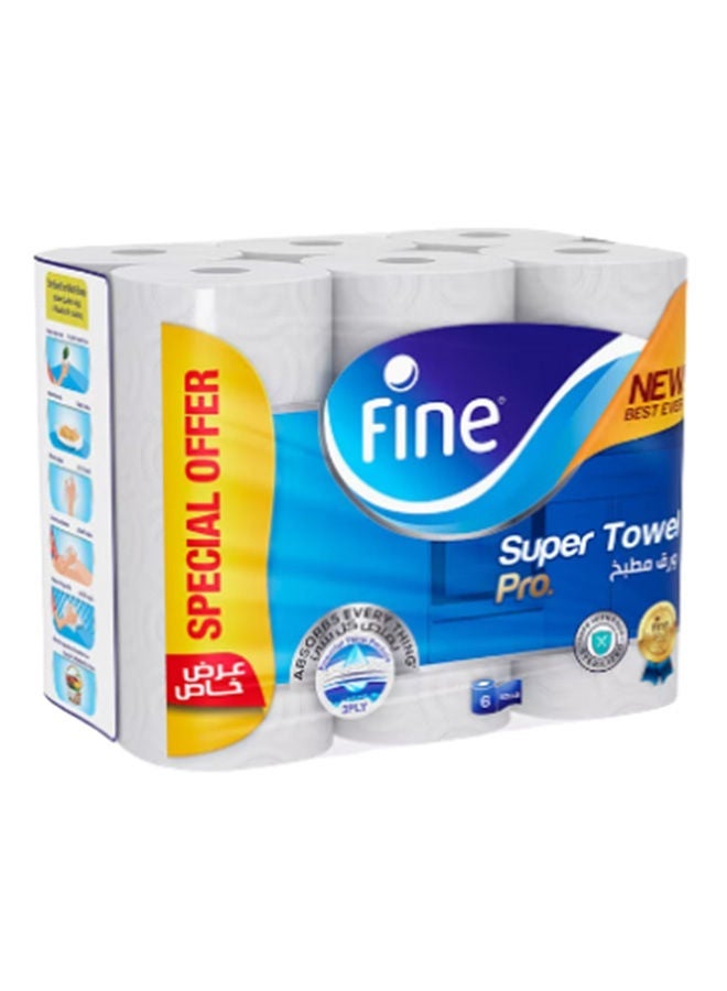 Fine Super Towel Pro, Pack Of 6, 6'S 3PLY 