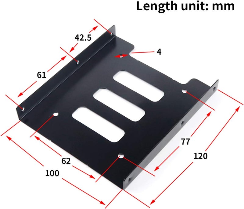 Saisn HDD SSD Mounting Bracket 2.5 to 3.5 Adapter Hard Drive Holder (Single Drive, 2 Pack + Blue SATA III Cables) - Image 3