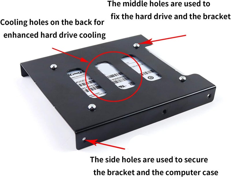 Saisn HDD SSD Mounting Bracket 2.5 to 3.5 Adapter Hard Drive Holder (Single Drive, 2 Pack + Blue SATA III Cables) - Image 4