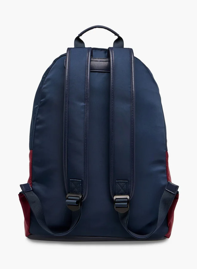 Lee Cooper Colourblock Backpack with Adjustable Shoulder Straps and Zip Closure - 15x30x40 cm