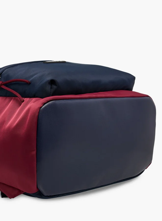 Lee Cooper Colourblock Backpack with Adjustable Shoulder Straps and Zip Closure - 15x30x40 cm