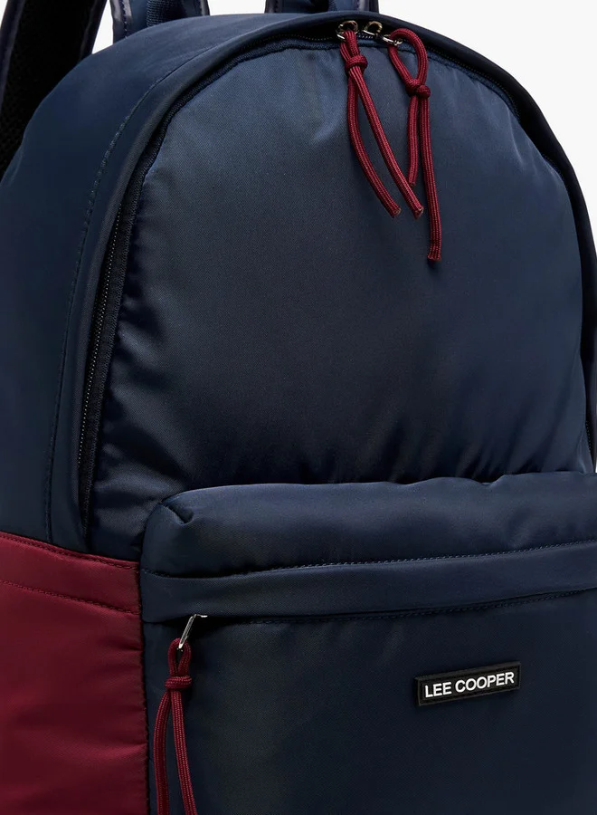Lee Cooper Colourblock Backpack with Adjustable Shoulder Straps and Zip Closure - 15x30x40 cm