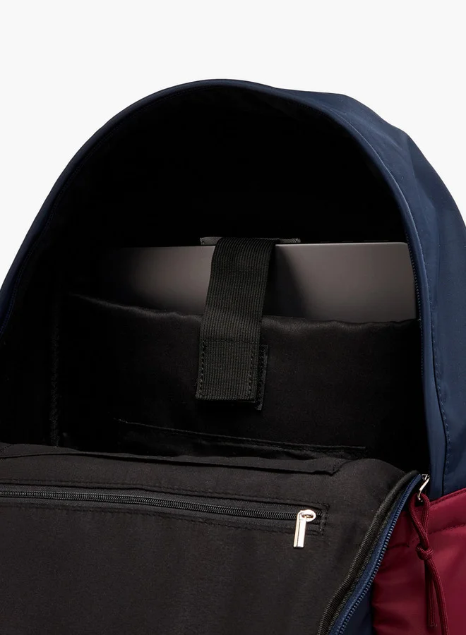 Lee Cooper Colourblock Backpack with Adjustable Shoulder Straps and Zip Closure - 15x30x40 cm