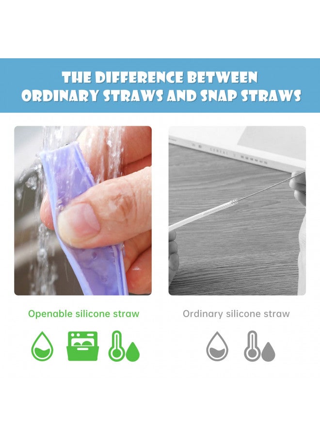 NiHome 10-Pack Reusable Silicone Straws Openable Design Easy to Clean, Premium Food Grade Snap Straws BPA-Free Hot & Cold Compatible Drinking Straws Flexible Portable No Brush Needed (5 Macron Colors) - Image 3