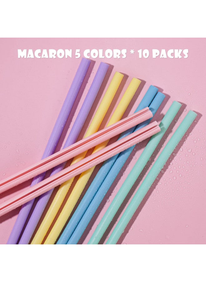 NiHome 10-Pack Reusable Silicone Straws Openable Design Easy to Clean, Premium Food Grade Snap Straws BPA-Free Hot & Cold Compatible Drinking Straws Flexible Portable No Brush Needed (5 Macron Colors) - Image 4