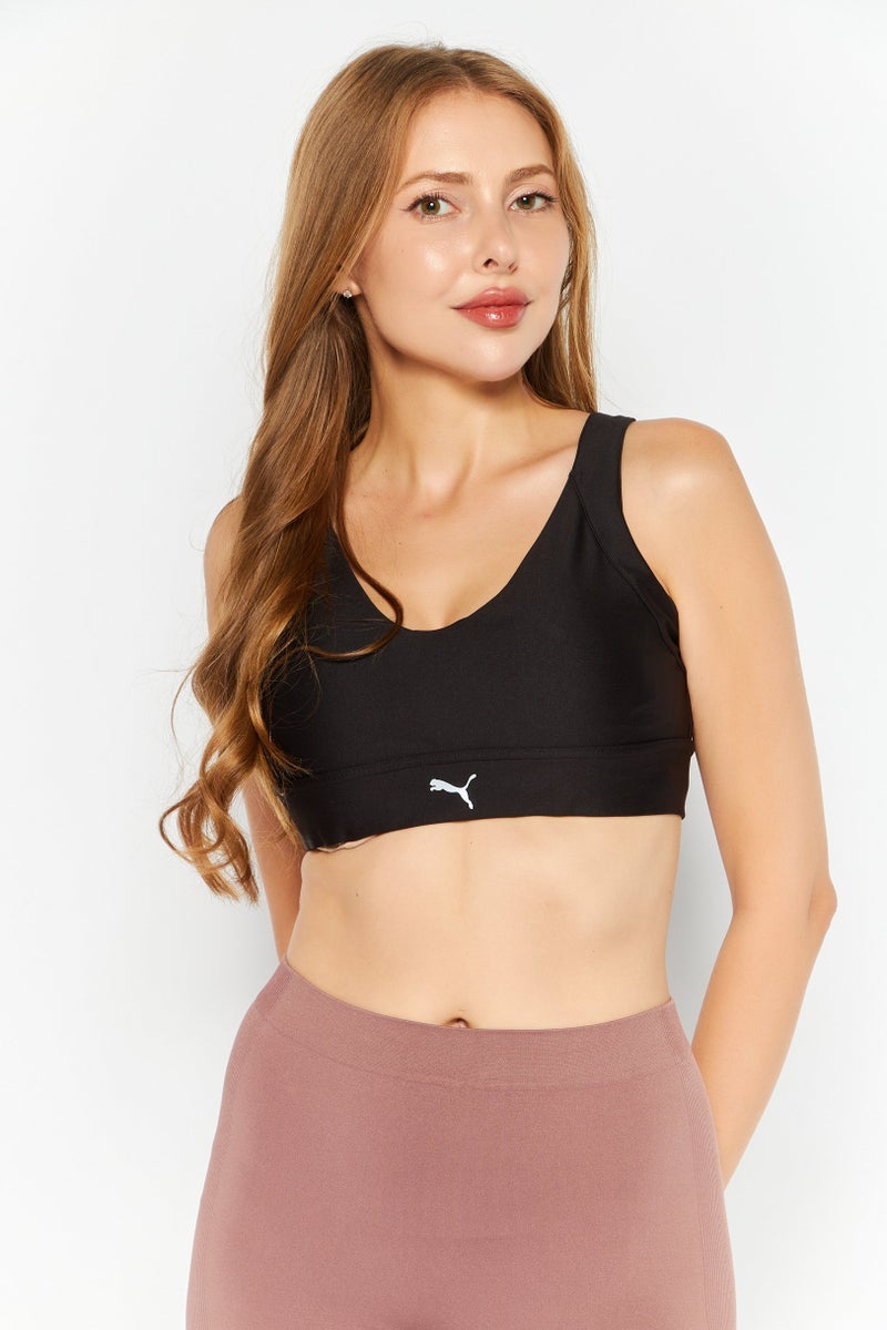 PUMA Women Brand Logo Padded Sports Bra, Black - Image 1