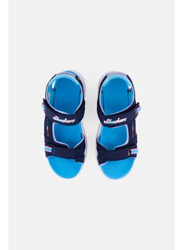 SKECHERS Kids Girl Flex Splash Vibrant Mood Velcro Closure Sandals, Navy  - Image 3