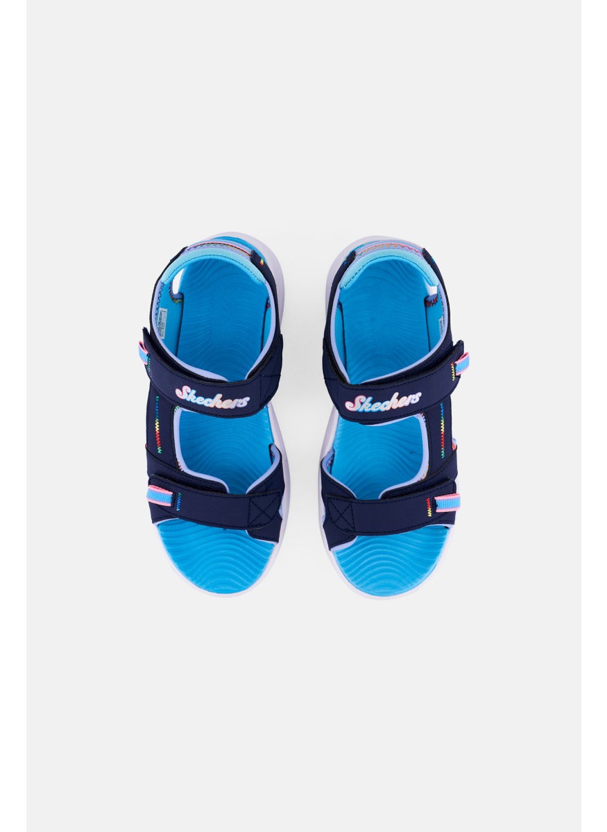 SKECHERS Kids Girl Flex Splash Vibrant Mood Velcro Closure Sandals, Navy  - Image 3