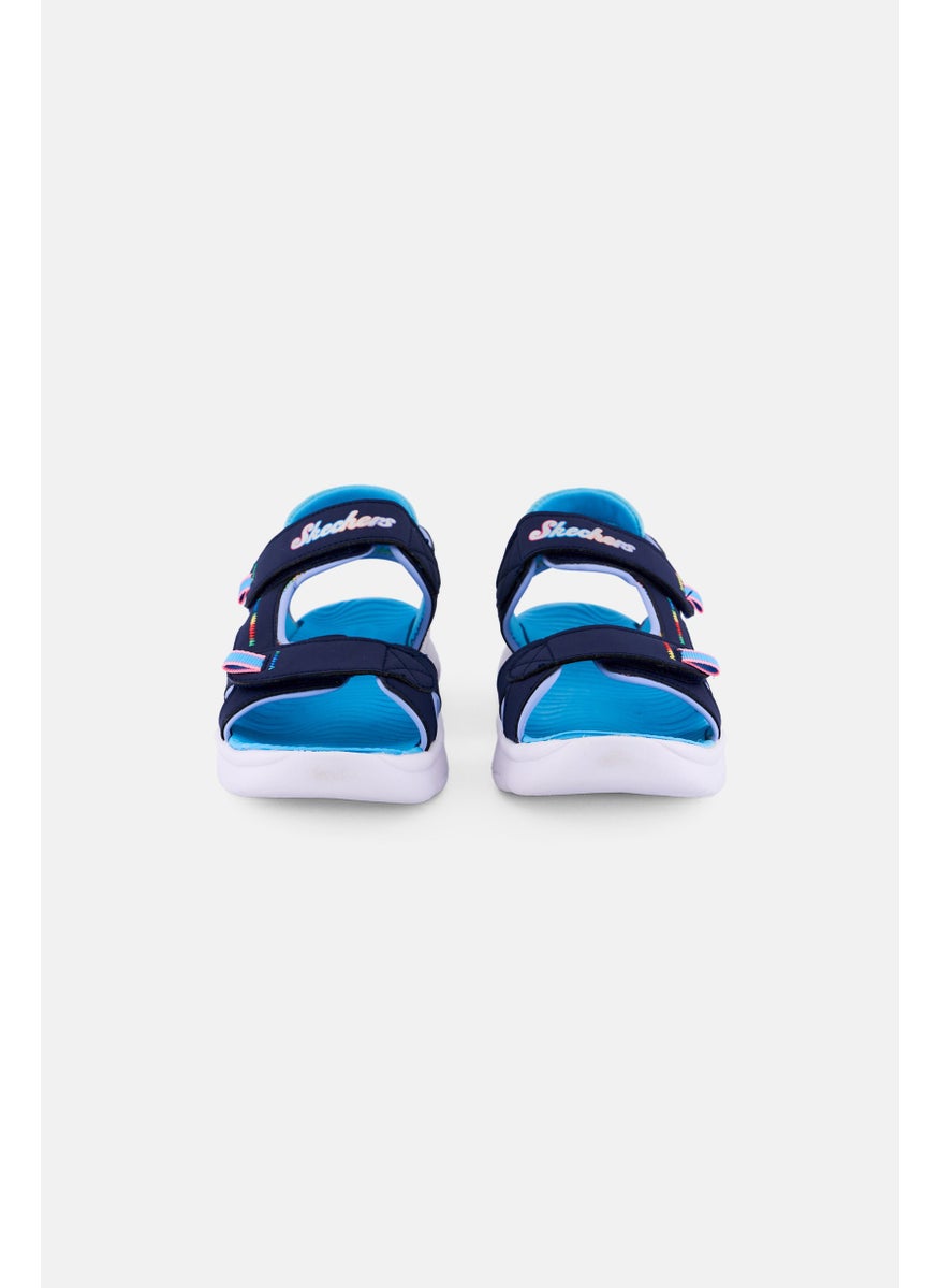 SKECHERS Kids Girl Flex Splash Vibrant Mood Velcro Closure Sandals, Navy  - Image 2