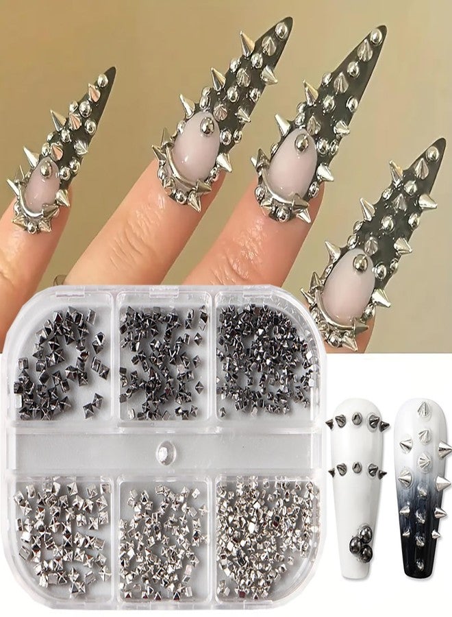 BYJKYEN Shiny Alloy Nail Charms for Acrylic Nails Mini Nail Art Studs Black and Silver Mixed Nail Rhinestones Cute Nail Jewelry and Gems DIY Crafts Nail Art Charms for Women DIY Nail Decoration Accessories - Image 1