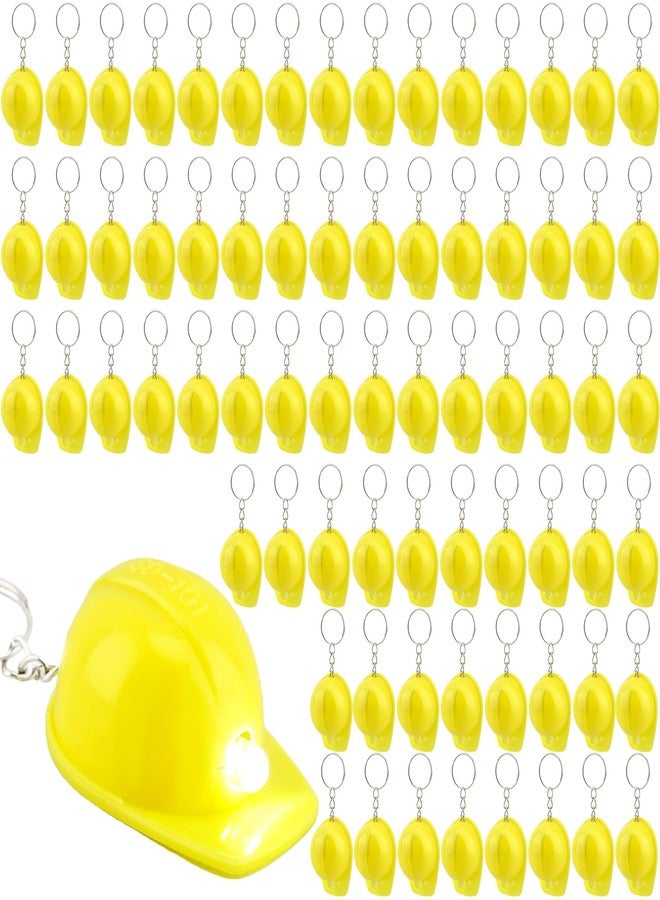 Cotiny 72 Pcs Construction Party Hats Keychains Mini Helmet Keychain Yellow Hard Hat Keychain for Backpack Classroom Reward Construction Themed Birthday Party Favors - Image 1