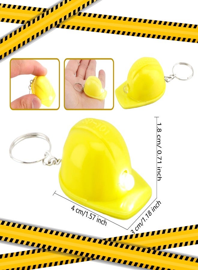 Cotiny 72 Pcs Construction Party Hats Keychains Mini Helmet Keychain Yellow Hard Hat Keychain for Backpack Classroom Reward Construction Themed Birthday Party Favors - Image 2