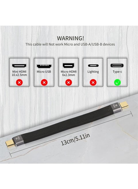 Short USB C to USB C Cable 100W,10Gbps Data Transfer PD Fast Charging 3.1 Gen 2 Type C to Type C Male Short Cable for Type C Device 5.11in