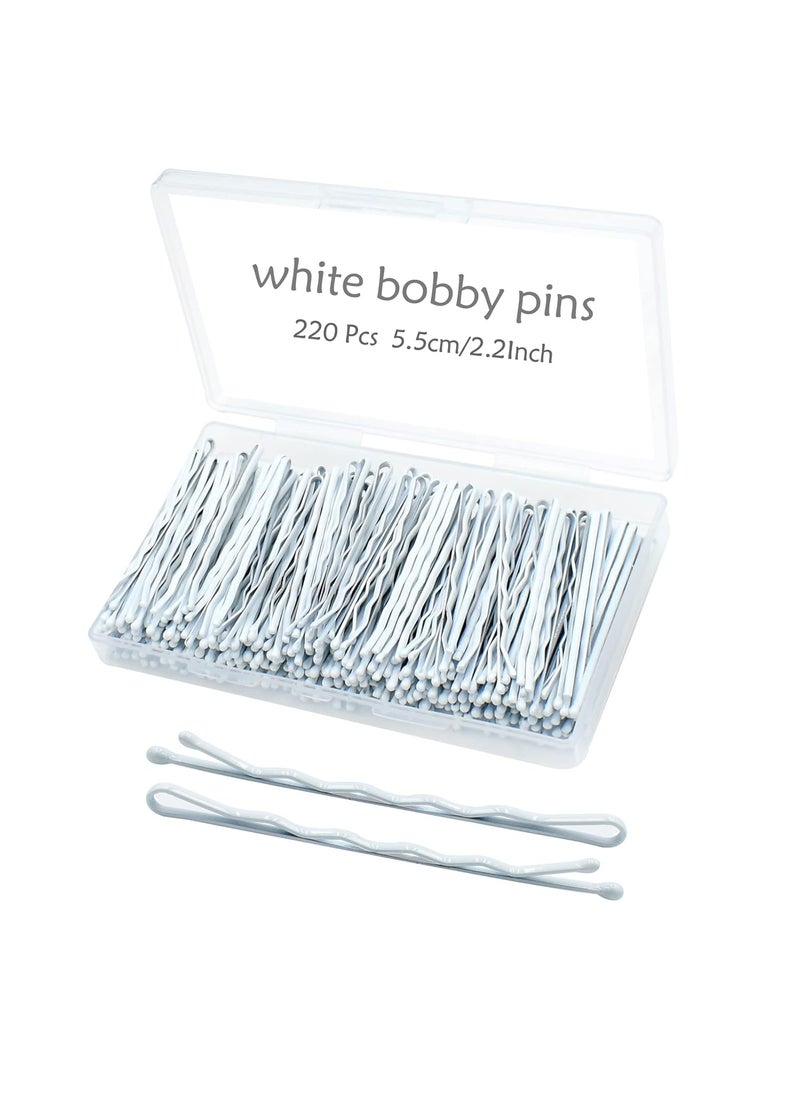YINGFENG - White Bobby Pins for Hair YINGFENG 220 Count 22 Inch Wavy Style White Hair Pins for Women White Hair Clips Bulk with Storage Box Hairpins Perfect for Gray or White Haired Ladies - Image 1