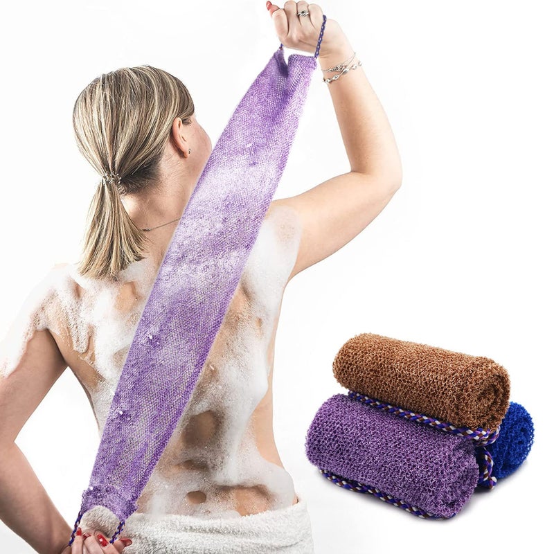 Dr.Pedi 3 Pieces African Net Sponge with Handles Long African Exfoliating Net Washcloth Bath Sponge Net Cloth Wash Net Body Back Scrubber for Shower Loofah - Image 1