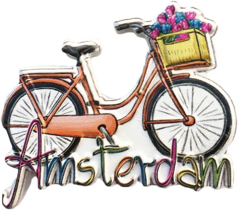Wedarego أمستردام هولندا مغناطيس ثلاجة ثلاثي الأبعاد على شكل دراجة هدايا تذكارية سياحية مصنوع يدويًا من الراتنج ملصقات مغناطيسية ديكور المنزل والمطبخ هولندا مغناطيس ثلاجة مجموعة هدايا - Image 1