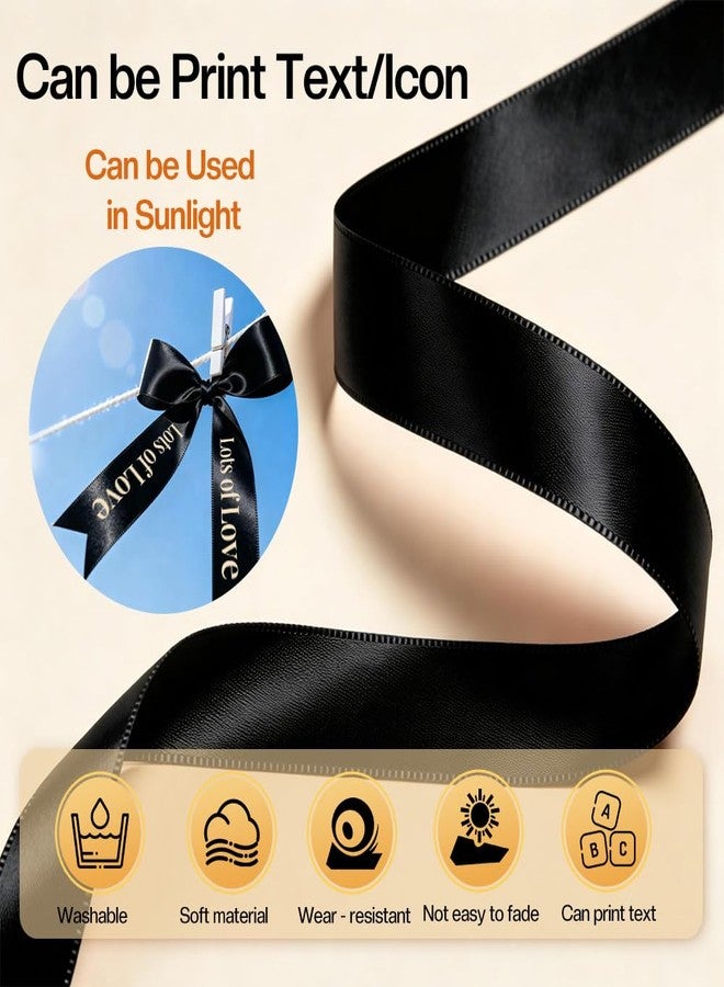Phomemo A30 P15 Exclusive Embellish Gold Print on Black Satin Ribbon, Fabric Ribbons for Gift Wrapping, Wedding Bouquets, DIY Crafts, Valentine's Day, Party Decor, 12mm x 5m, 2 Packs - Image 4
