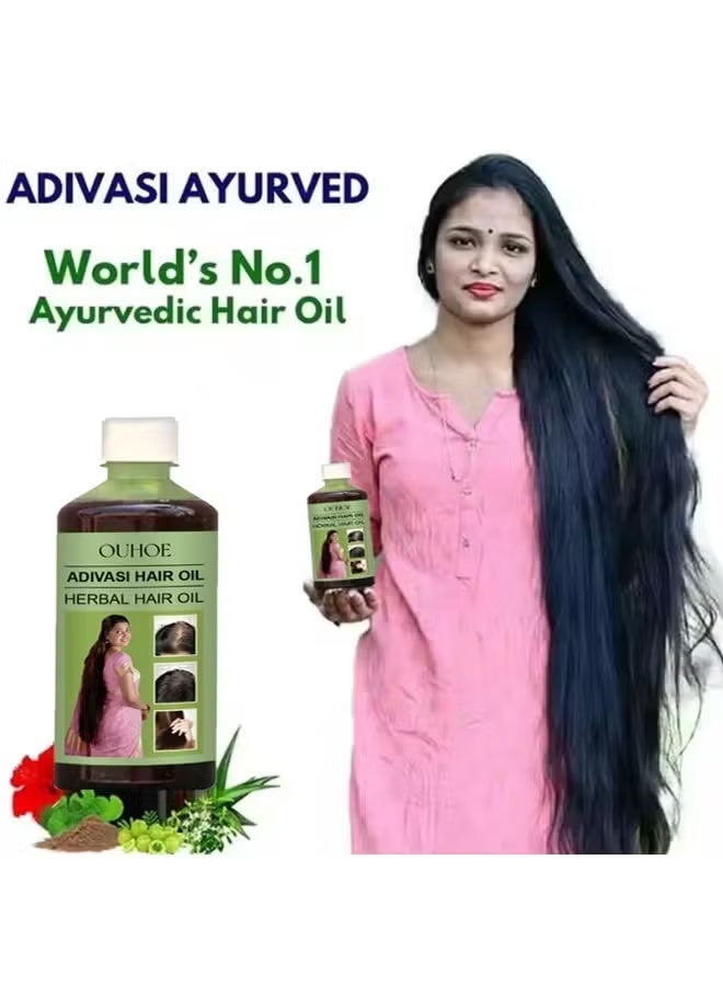 OUHOE Advasi Herbal Hair Oil - 100ml/3.38fl.oz, Smooths Frizzy & Dry Hair, Adds Shine & Moisture, Coconut Oil-Based, Ideal for All Hair Types, Hair Oil for Frizzy Hair, Stylish Bottle Design, Natural Ingredients - Image 2